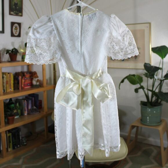 Vintage Le Mij Girls White Lace Dress | Size 7 | First Communion/Flower Girl - Picture 2 of 6